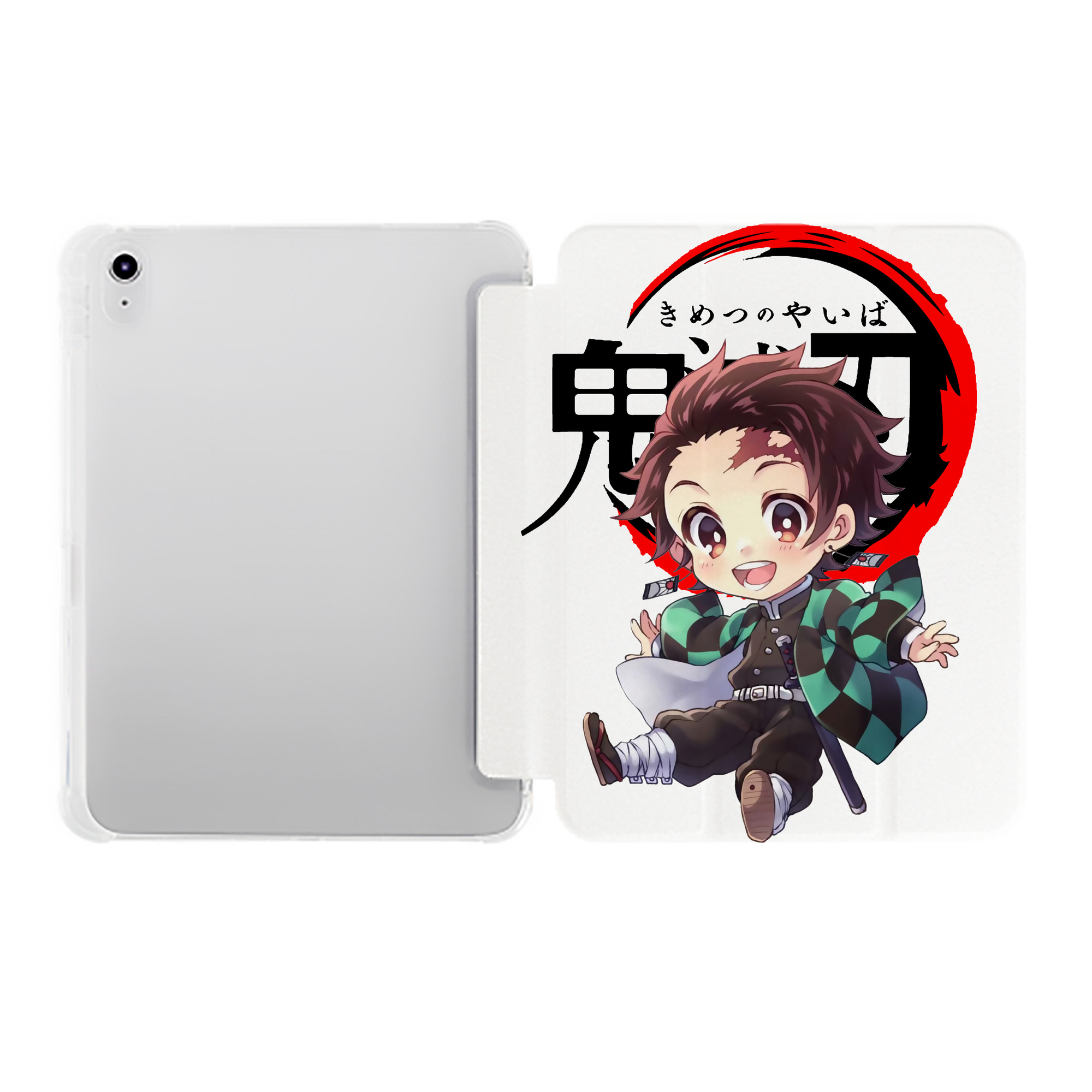 （画像用） 鬼滅の刃 竈門 炭治郎／かまど たんじろう Kamado Tanjirou IPad ケース ペン収納付き 三つ折りスタンド PUレザー×シリコン 対応機種9.5/10.5/10.9インチ